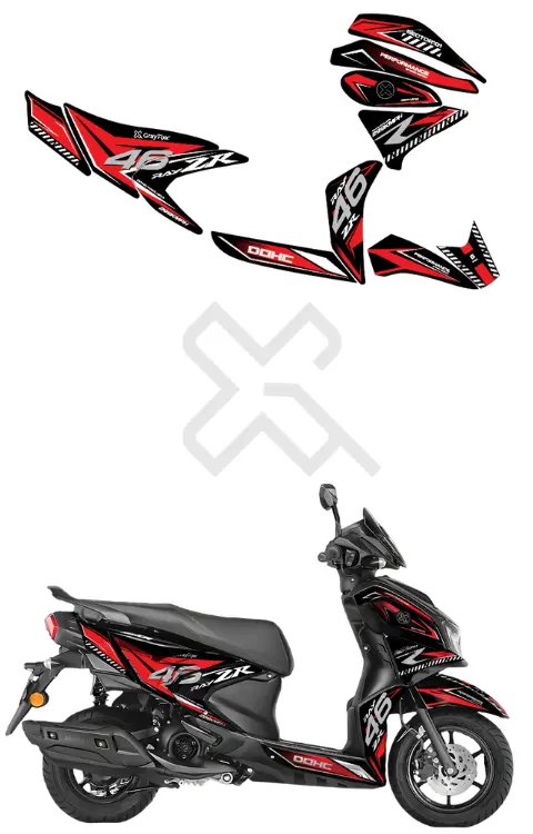 DOHC Edition Full Body Sticker for Ray ZR 125 | Made in Premium Gloss Vinyl with FPF (Fade Protection Film), Waterproof, Precut Sticker, Pack of 1 for Both Side